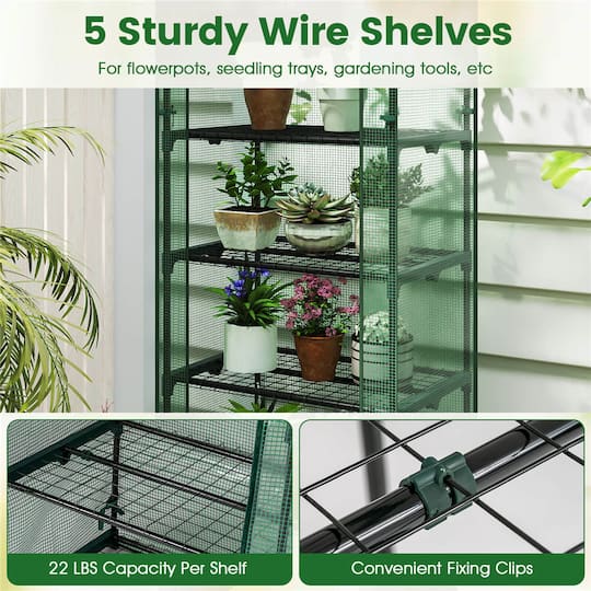 Costway 27" x 19" x 75" Mini Greenhouse with 5 Tier Shelves